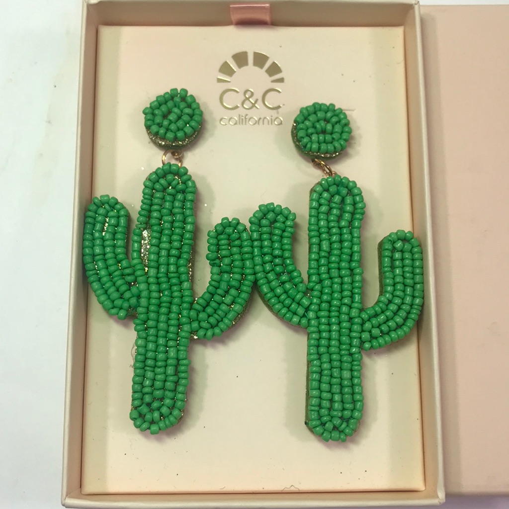 Cactus Hand Beaded Earrings 10$